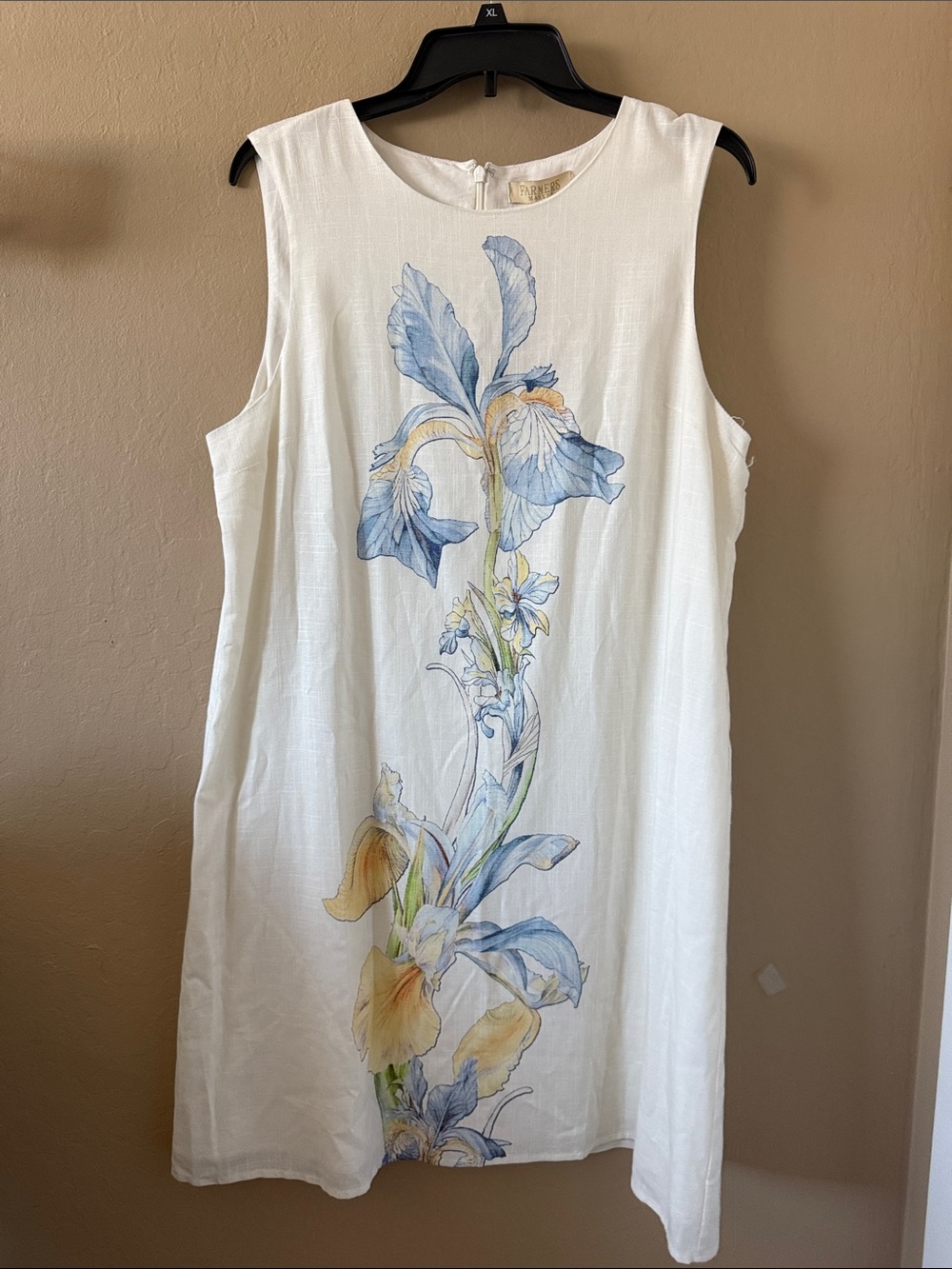 Farmers Market Floral Linen Blend Shift Dress White Size Large NWT - Picture 4 of 17